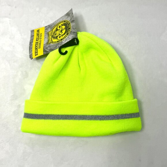 Occunomix Cold Stress High-Vis Yellow/Lime Winter Beanie Fleece Lined - NWT - Picture 1 of 4